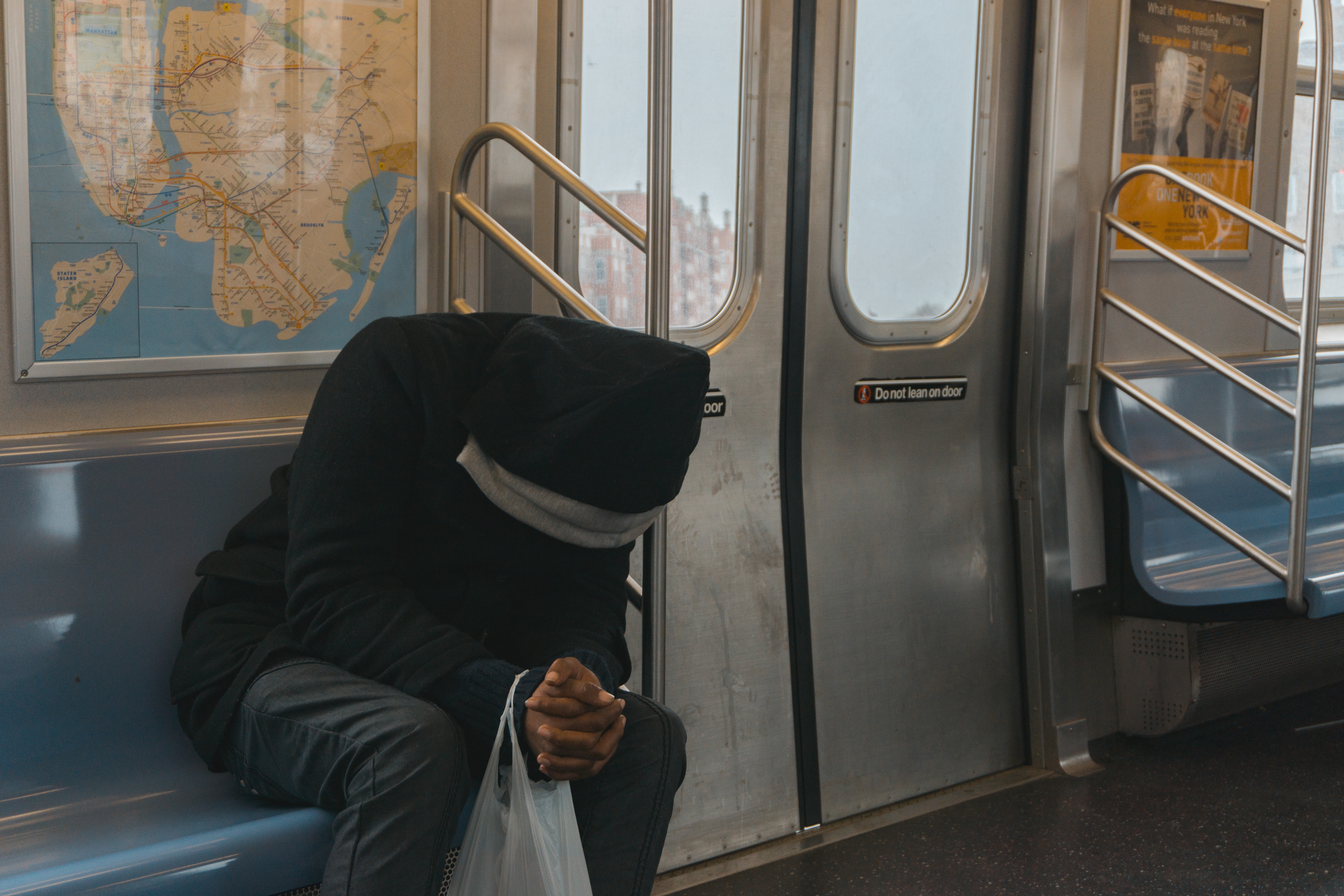 Man sitting on subway