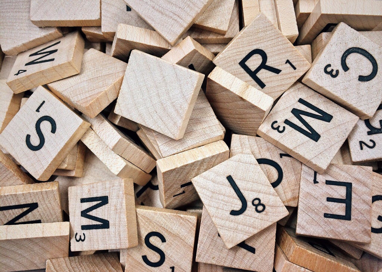 Mixed Scrabble tiles